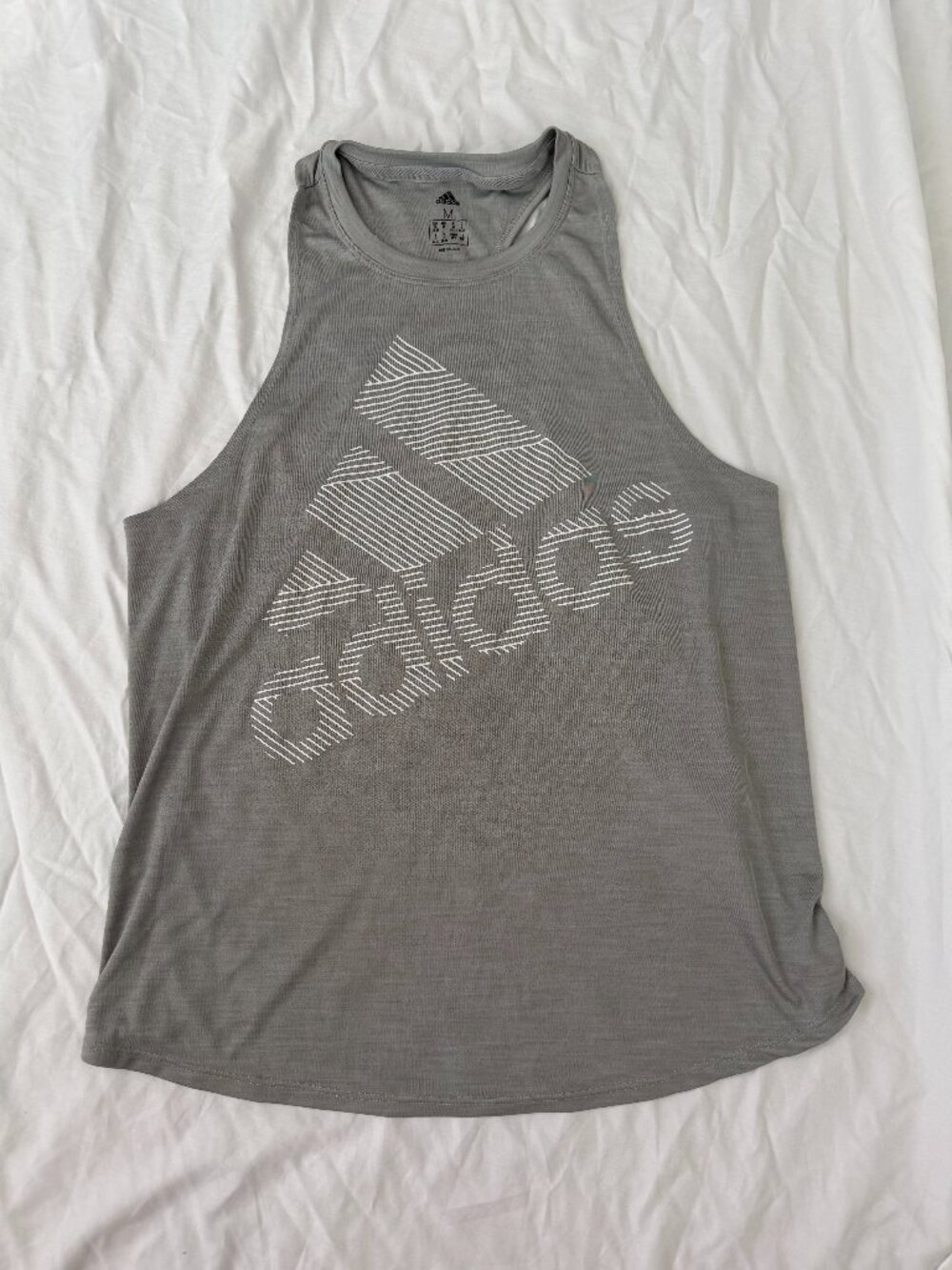 Adidas Gray Logo Workout Tank Top Women's Athletic Gym Activewear Medium